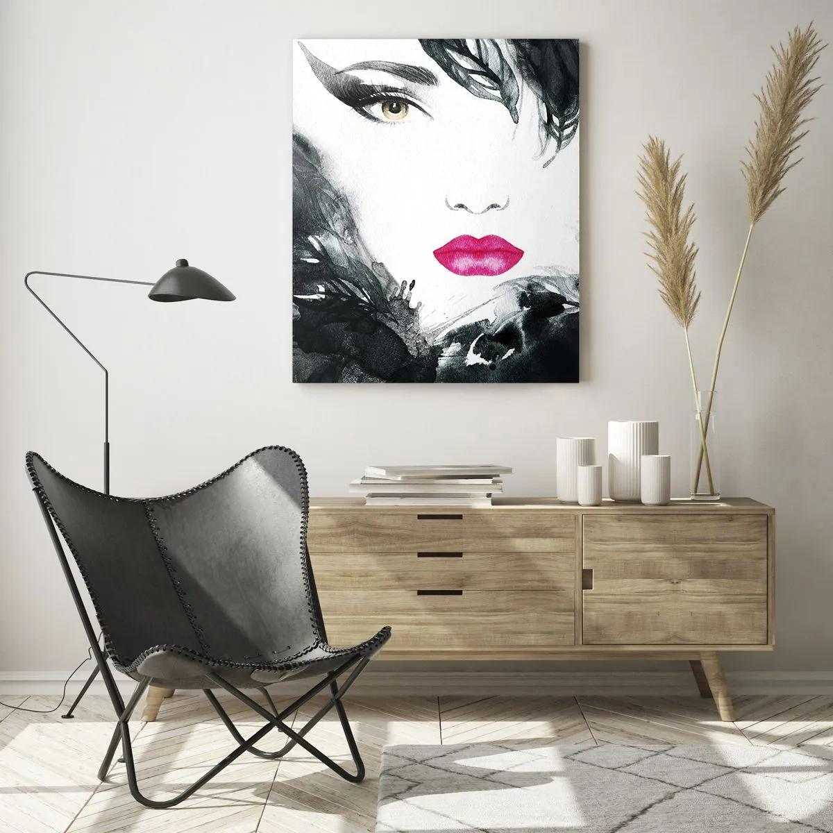 Glastavla - Bild på glas - Observera! Femme fatale - 50x70 cm