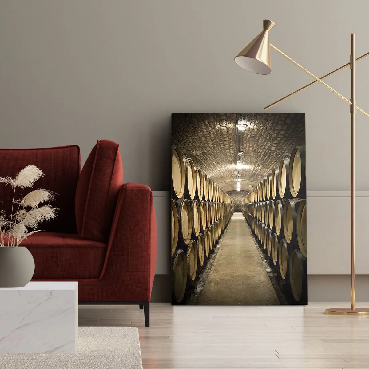 Canvastavla - Bild på duk - I en tegelkällare - 45x80 cm