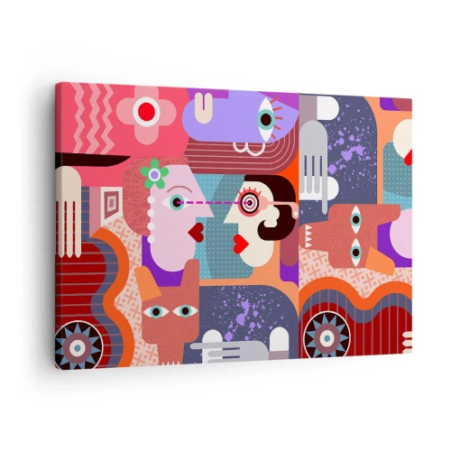 Canvastavla - Bild på duk - Abstrakta figurer i livfulla färger - 70x50cm - Öga mot öga  - Modern väggdekoration för vardagsrum och sovrum ARTTOR