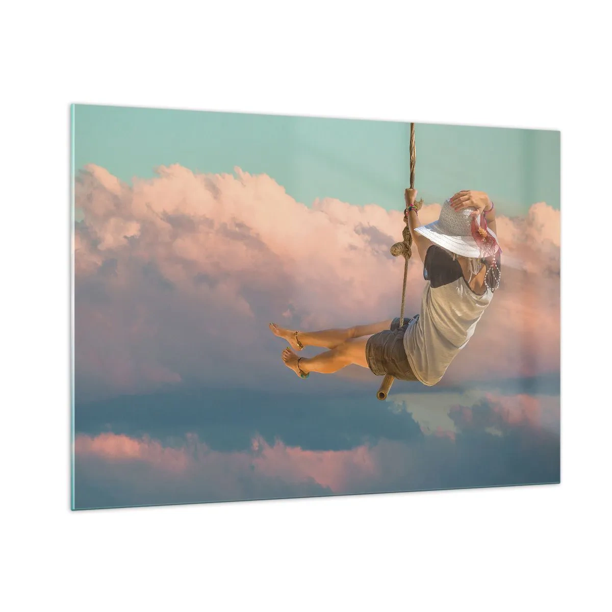 Glastavla - Bild på glas - Lek i molnen - 100x70 cm