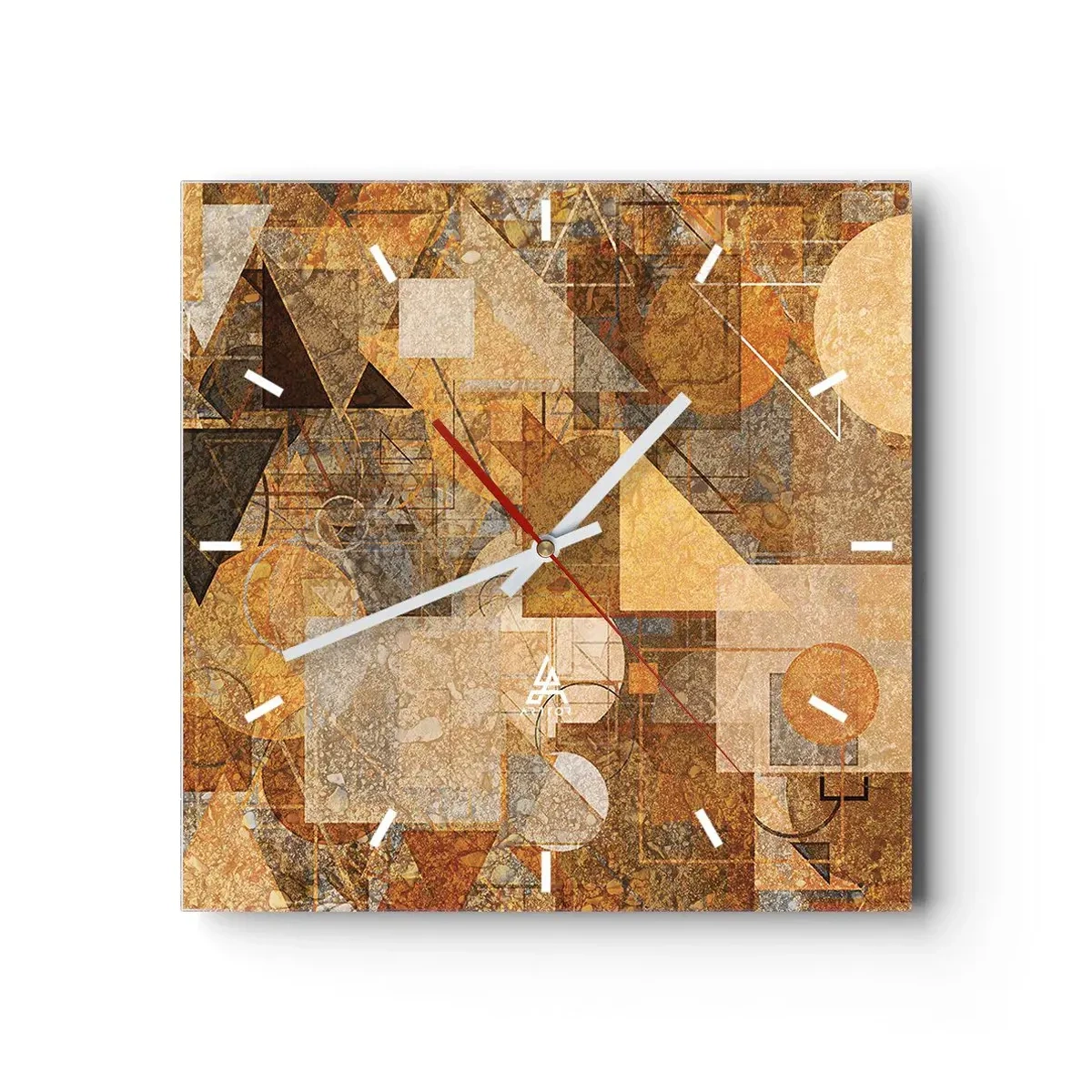 Väggklocka - Klocka på glas - Kubistisk studie i brun - 30x30 cm