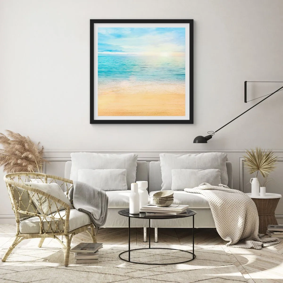 Affisch i svart ram - Det stora blåa - 50x50 cm