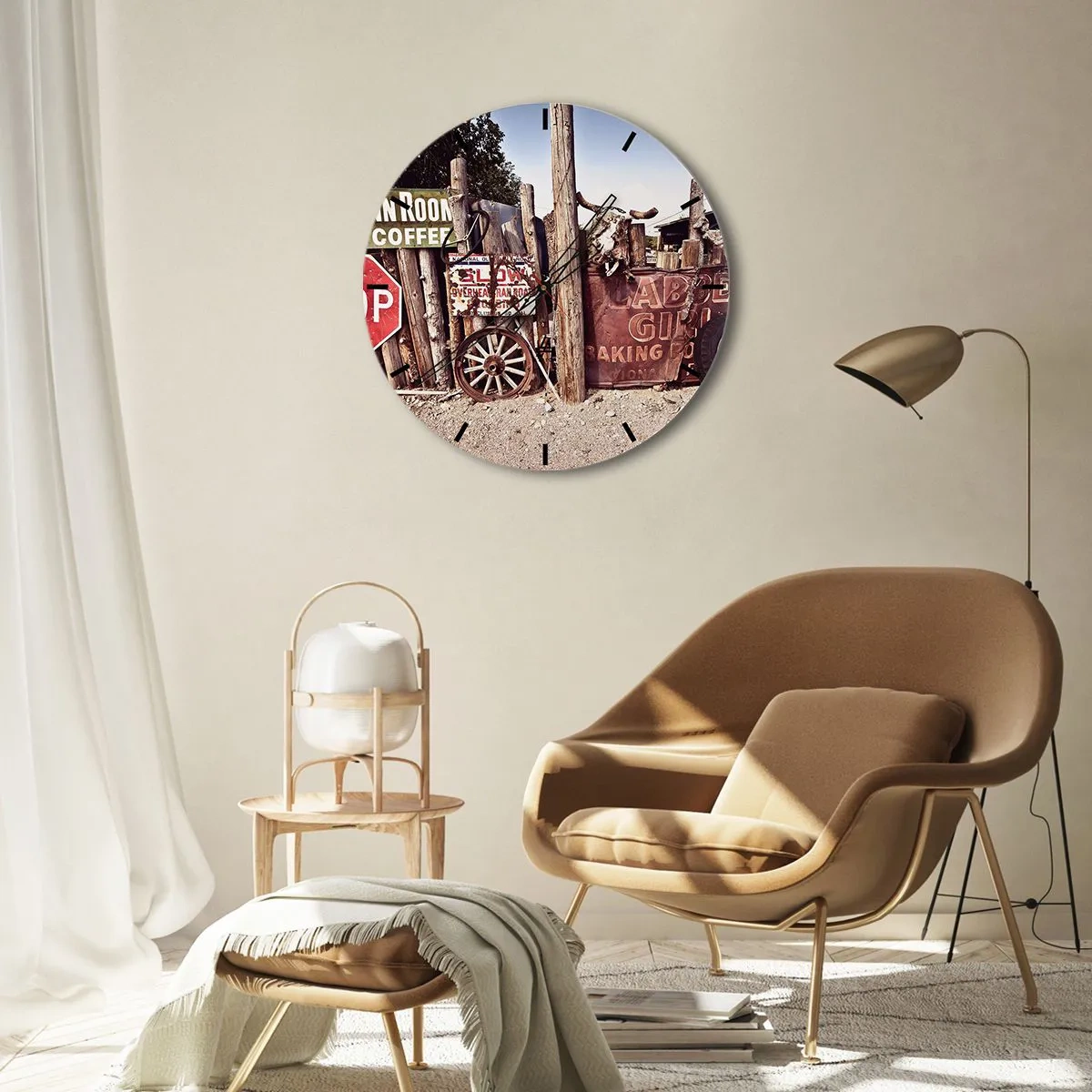 Väggklocka - Klocka på glas - Och tiden står stilla - 40x40 cm