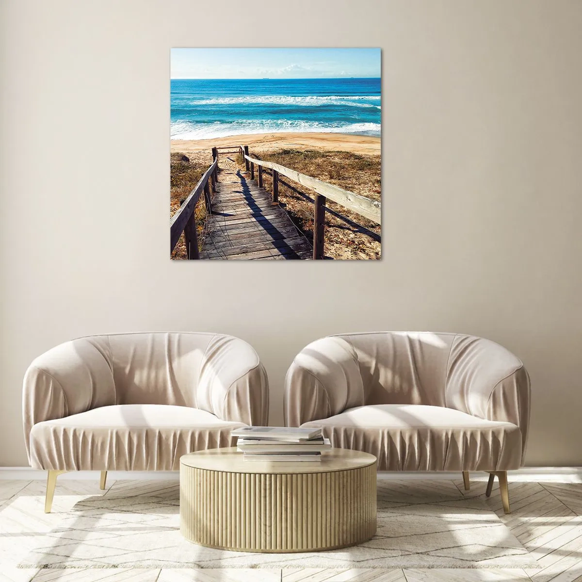 Glastavla - Bild på glas - Spring! - 70x70 cm