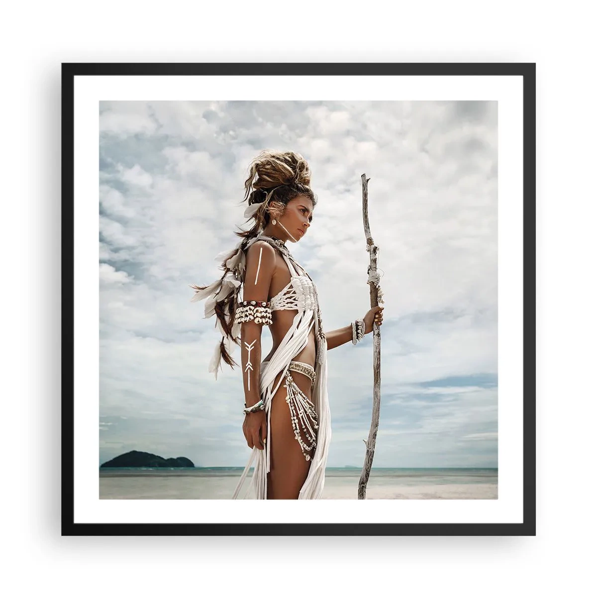 Affisch i svart ram - Tropikens drottning - 60x60 cm