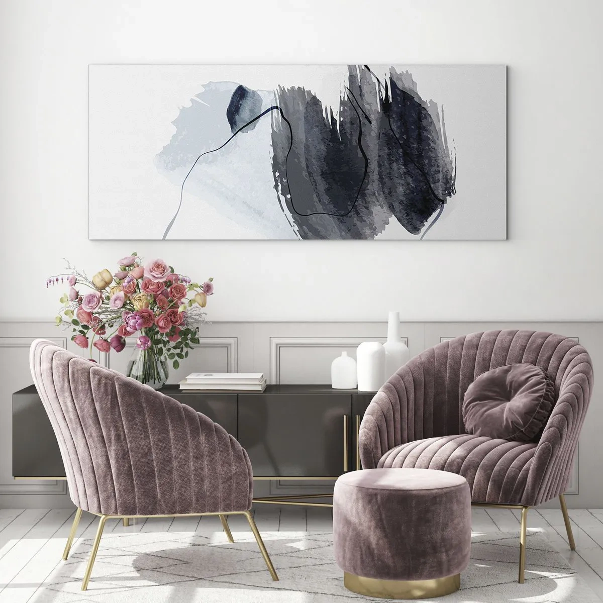 Glastavla - Bild på glas - Intensitet och rörelse - 100x40 cm