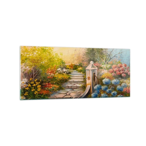 Glastavla - Bild på glas - Fullt blommande - 120x50 cm