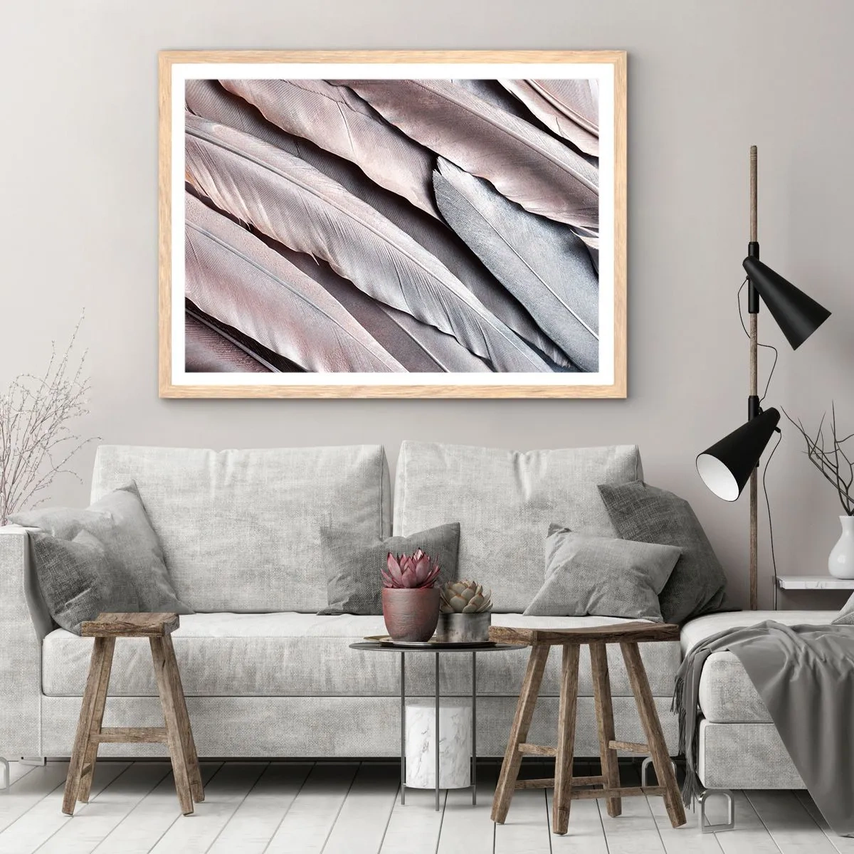 Affisch i ram av ljusek - I rosa silver - 70x50 cm