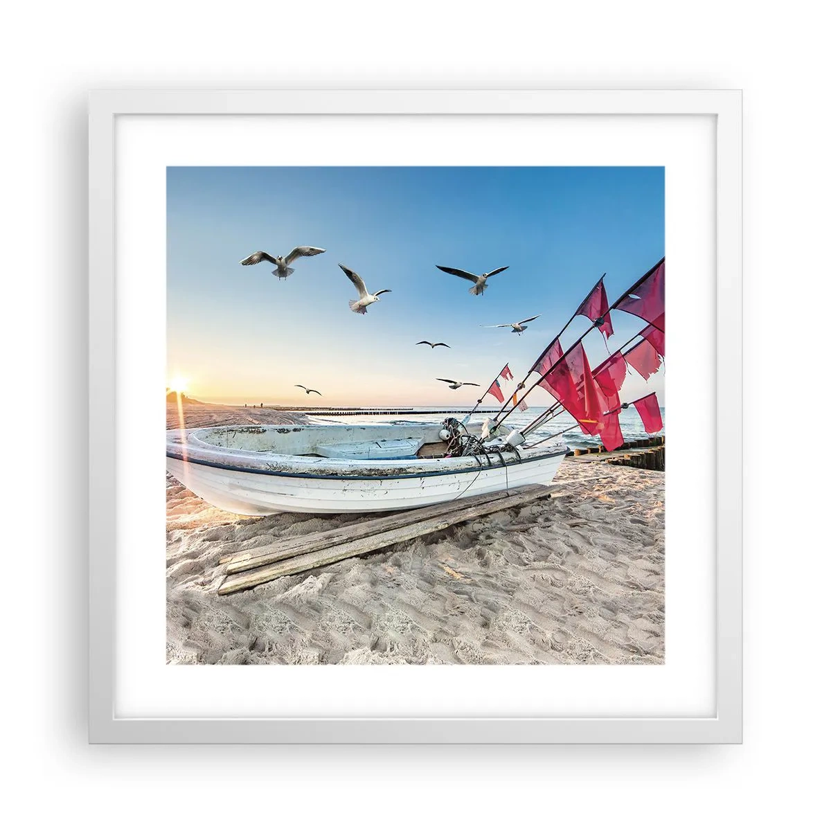 Affisch i vit ram - Välförtjänt vila - 40x40 cm