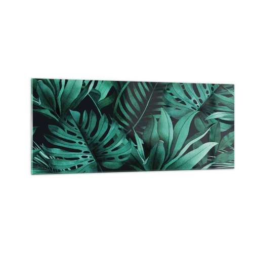 Glastavla - Bild på glas - Tropiska grönskans djup - 100x40 cm