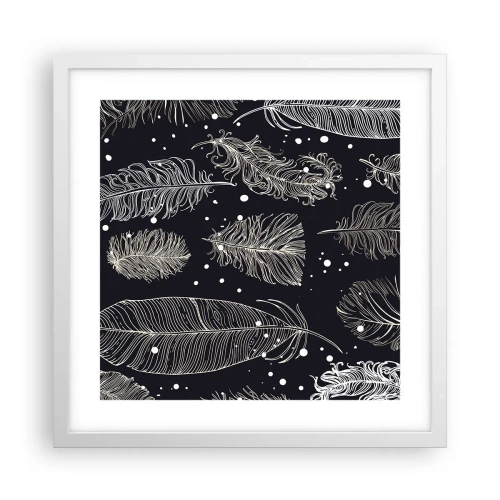 Affisch i vit ram - Fjäderspets - 40x40 cm