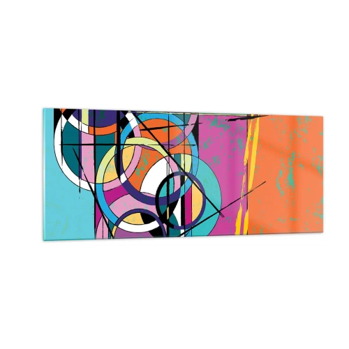 Glastavla - Bild på glas - Hjul efter hjul - 100x40 cm