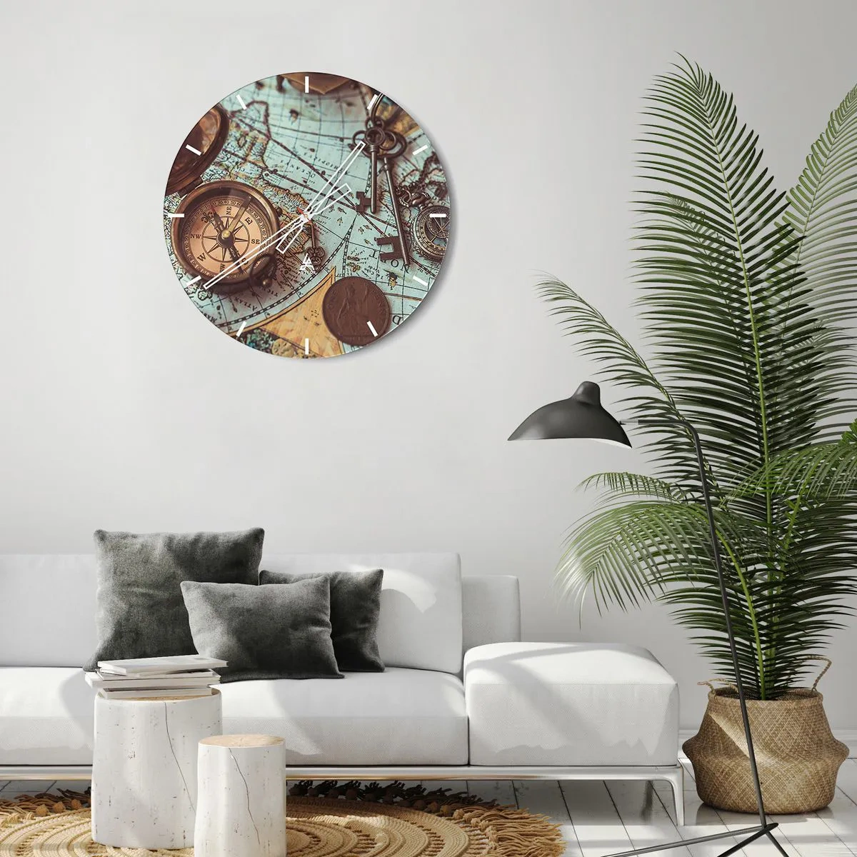 Väggklocka - Klocka på glas - För äventyrare - 40x40 cm