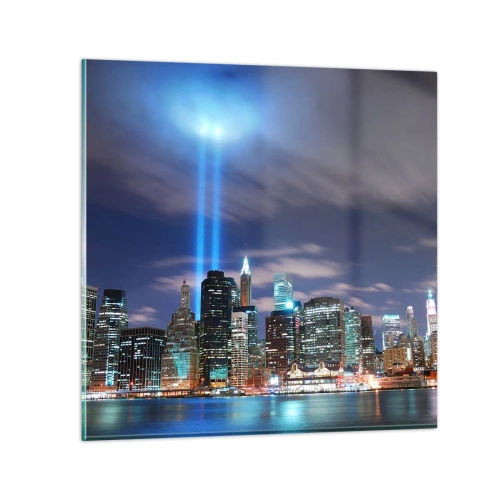 Glastavla - Bild på glas - Nå himlen med ljuset - 40x40 cm