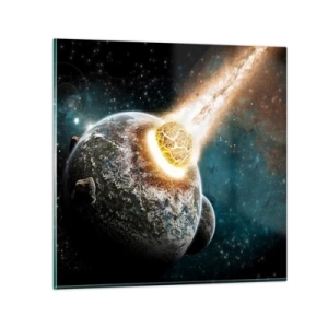 Glastavla - Bild på glas - Förödelse eller födsel? - 50x50 cm