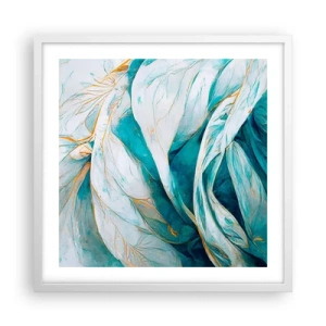 Affisch i vit ram - Blå abstraktion med guldmotiv - 50x50 cm