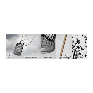 Provbit av fototapet Premium Canvas - Tro...Hopp...Frihet! - Abstraktion, Fåglar, Bit - 100x30 cm