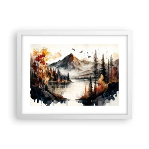 Affisch i vit ram - Gyllene höst i fjällen - 40x30 cm