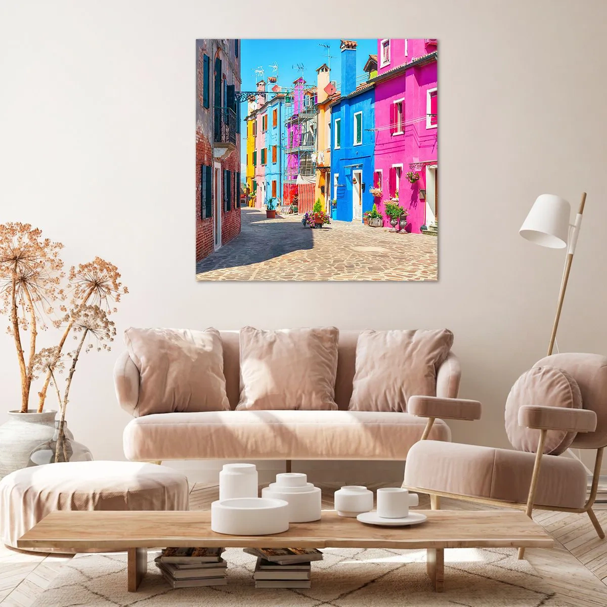 Canvastavla - Bild på duk - Papegojalik stad - 70x70 cm