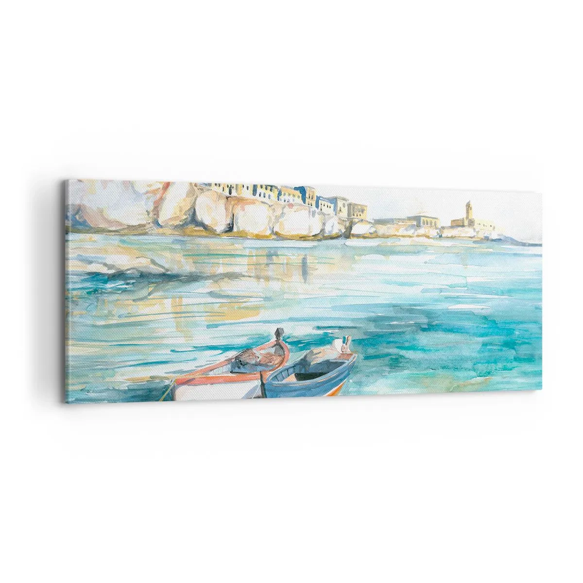 Canvastavla - Bild på duk - Landskap i azurblått - 100x40 cm