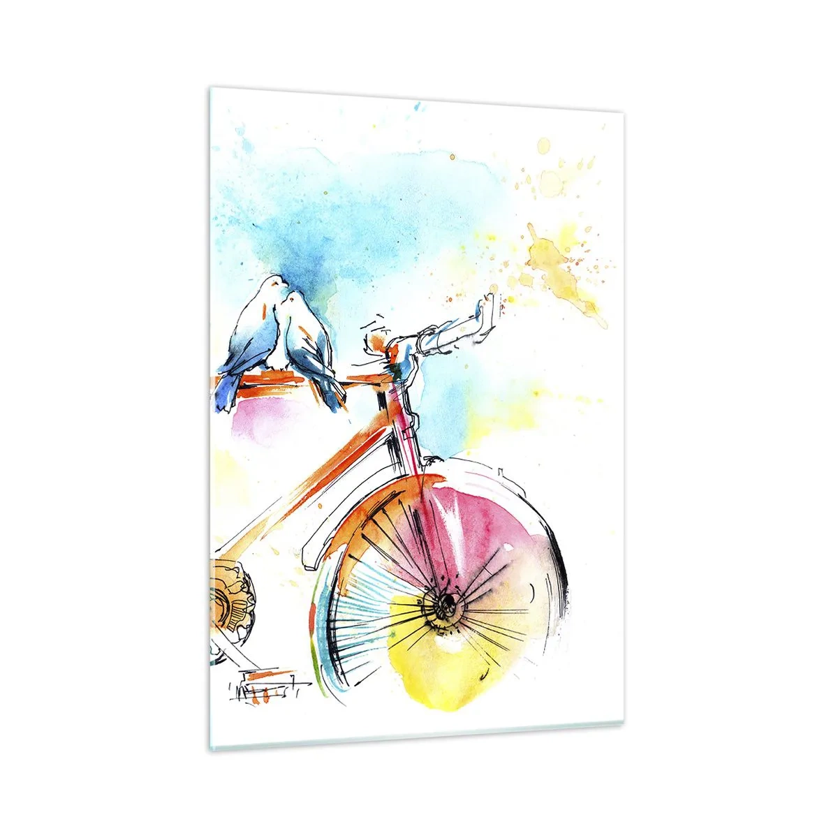 Glastavla - Bild på glas - Två på cykel - 50x70 cm