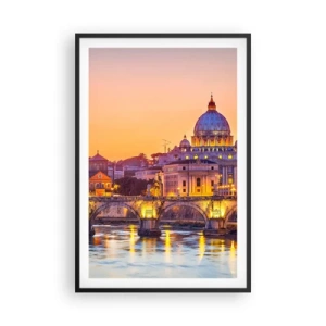 Affisch i svart ram - Solnedgången över Den eviga staden - 61x91 cm