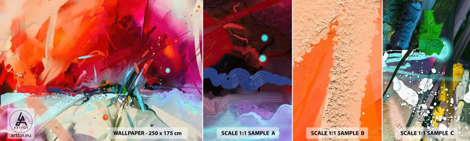 Fototapet Prov Standard Eco - Ljus- och färgexplosion - Abstraktion, Bit, Akryl - 100x30 cm