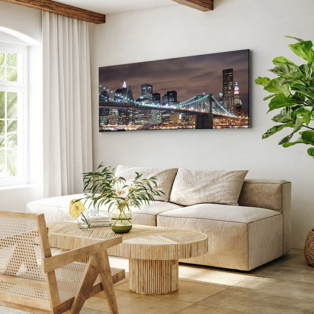 Canvastavla - Bild på duk - Storstadens ljus - 100x40 cm