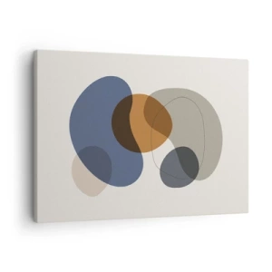 Canvastavla - Bild på duk - Abstrakta färgglada former i nyanser av blått och brunt - 70x50cm - Färgernas droppar - Modern väggdekoration för vardagsrum och sovrum ARTTOR