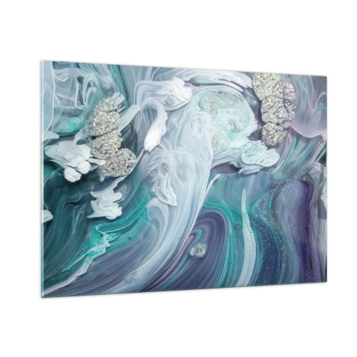 Glastavla - Bild på glas - Blåhetens strömmar - 100x70 cm