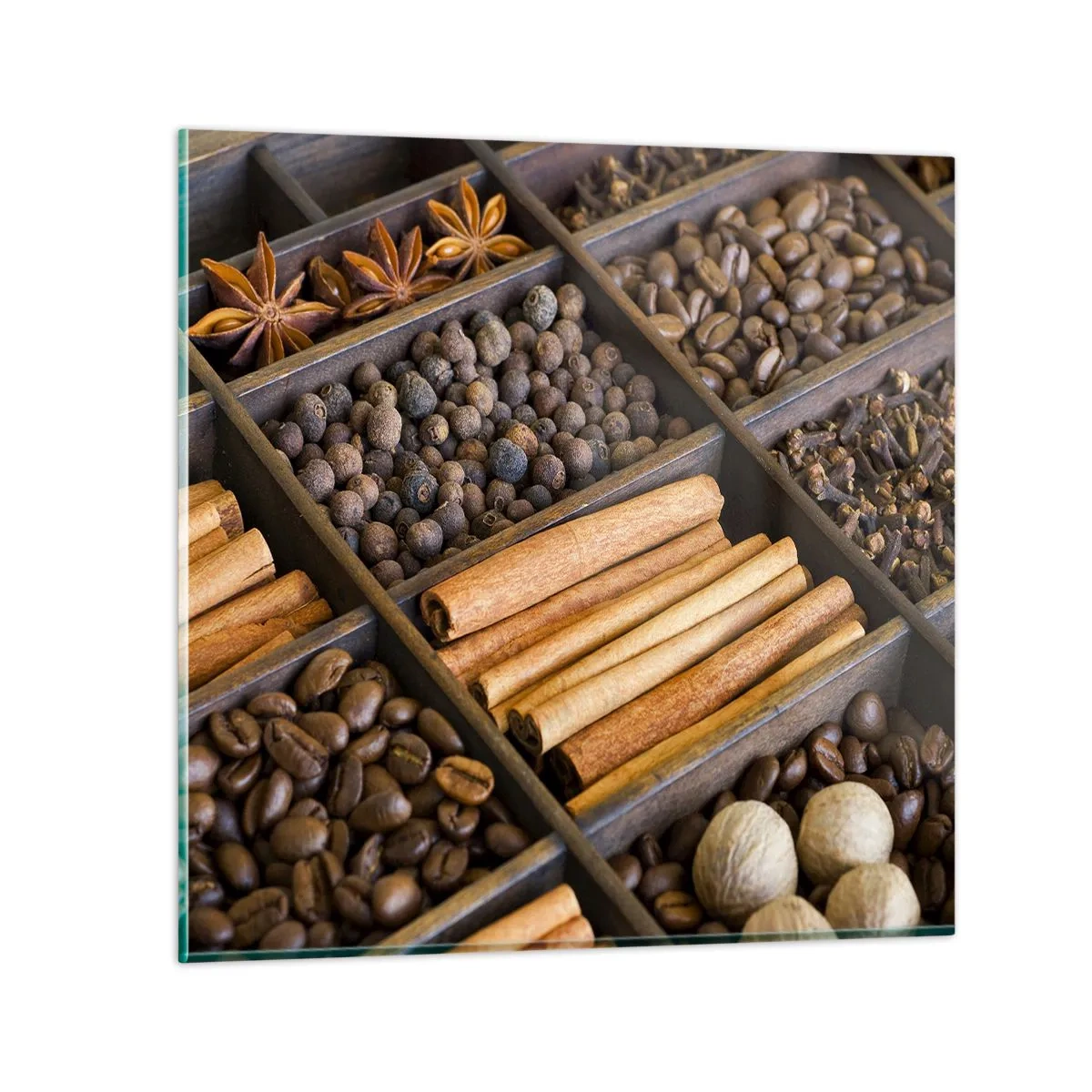 Glastavla - Bild på glas - Aromskattekista - 40x40 cm