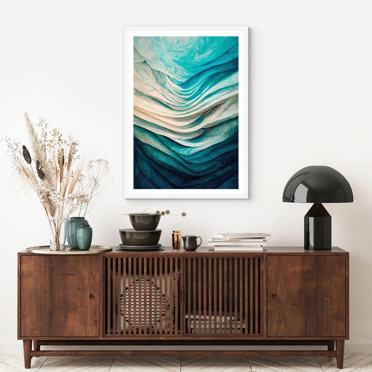 Affisch i vit ram - Blå omättlighet - 50x70 cm