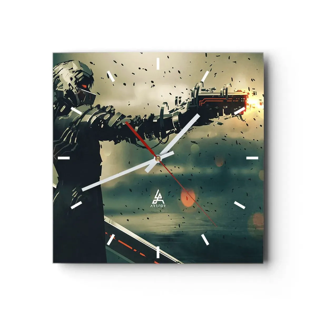 Väggklocka - Klocka på glas - Dödlig vapen - din egen Terminator - 30x30 cm