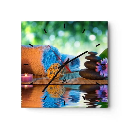 Väggklocka - Klocka på glas - Tid för kroppen - 30x30 cm