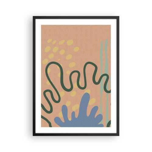 Affisch i svart ram - Abstrakt komposition i varma färger - 50x70cm - Abstraktion: naturens mångfald - Modern väggdekoration för vardagsrum och sovrum ARTTOR