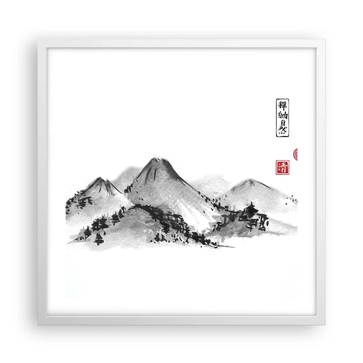 Affisch i vit ram - Bortom fjällen - 50x50 cm