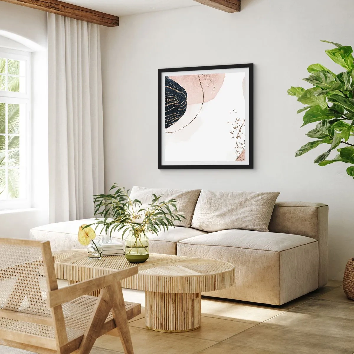 Affisch i svart ram - Allt flyter - 50x50 cm