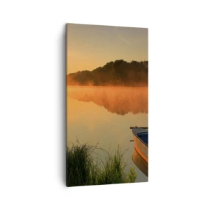 Canvastavla - Bild på duk - Soluppgång vid spegelklart vatten - 45x80 cm