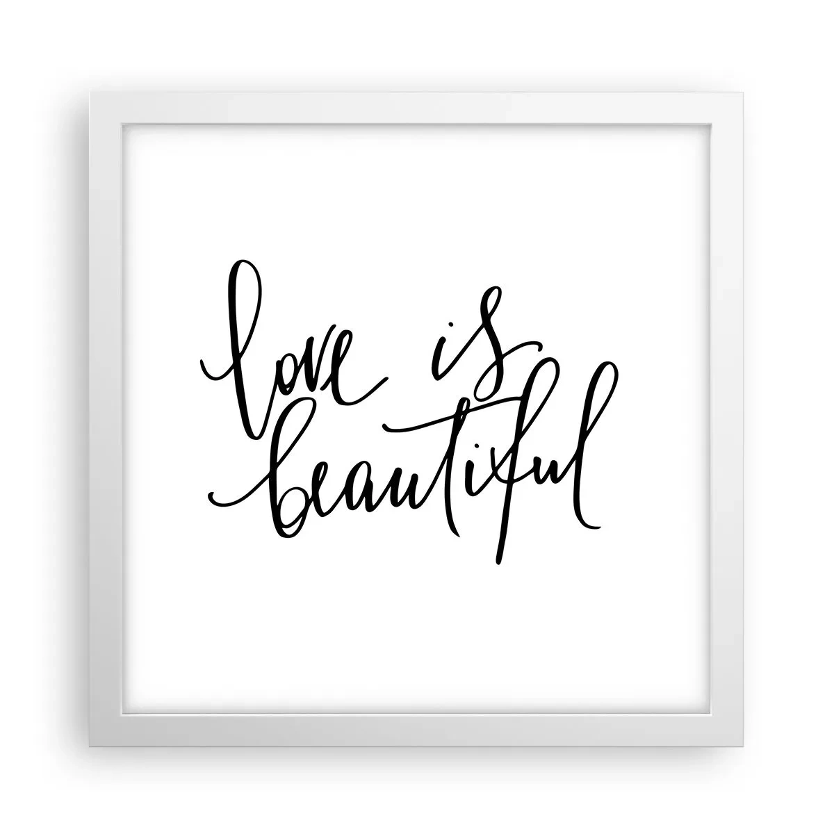 Affisch i vit ram - Läs och upprepa - 30x30 cm