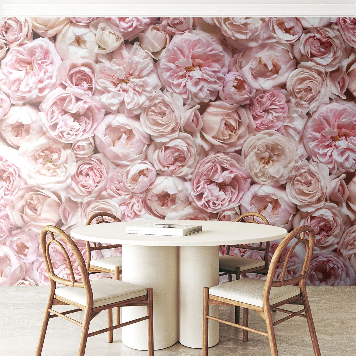 Fototapet Premium Canvas - Strödd med rosor - Blommor, Pastell, Rosor - 450x315 cm