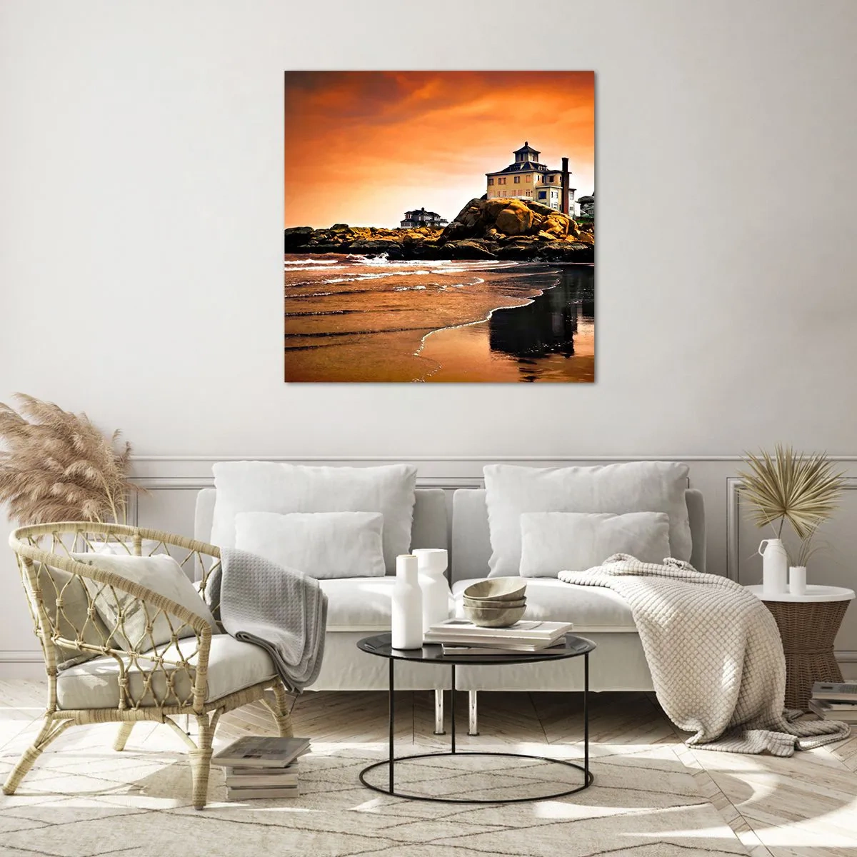 Glastavla - Bild på glas - Västkustens elegans - 60x60 cm