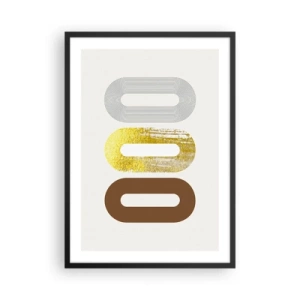Affisch i svart ram - Geometriska former i nyanser av guld, brunt och grått - 50x70cm - Ooo! - Modern väggdekoration för vardagsrum och sovrum ARTTOR