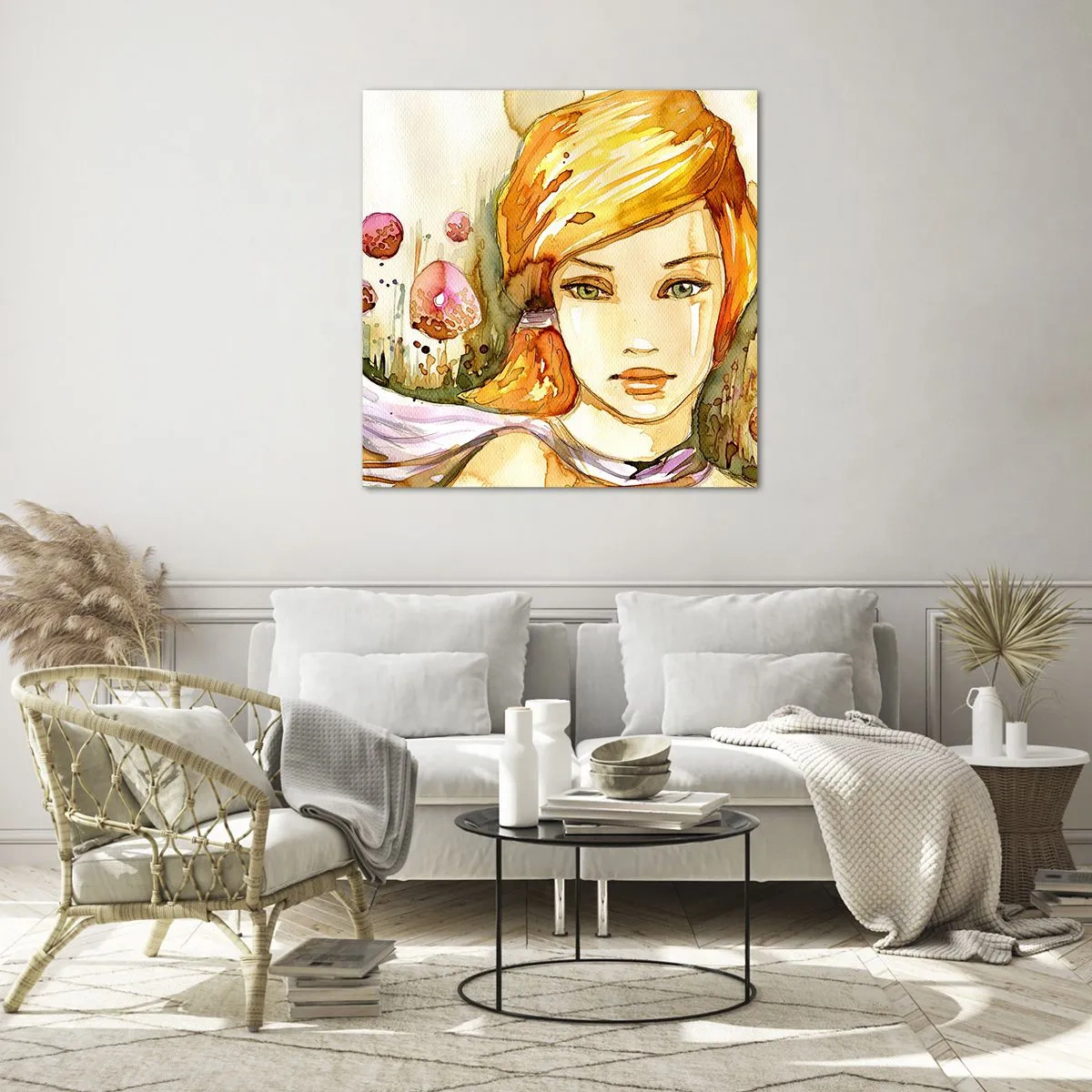 Glastavla - Bild på glas - Smaragdblick som tystar ner ilska - 70x70 cm