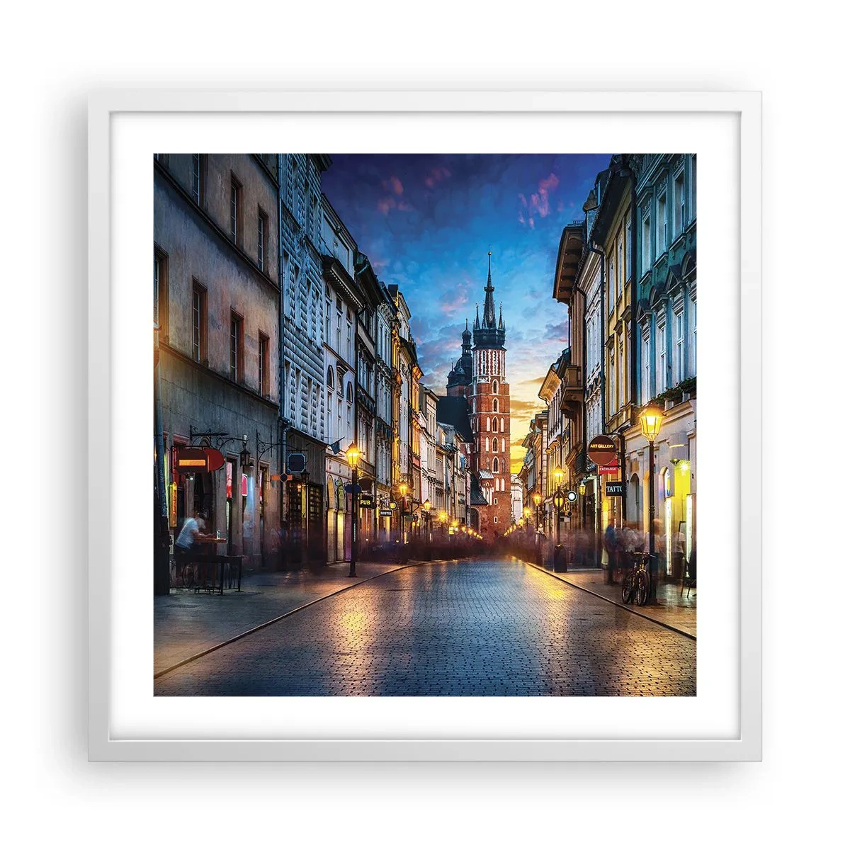 Affisch i vit ram - Krakows charm - 50x50 cm