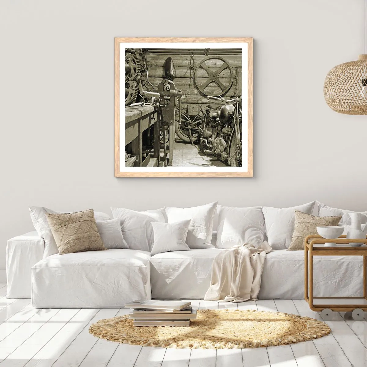 Affisch i ram av ljusek - I onkel Lasses skjul - 50x50 cm