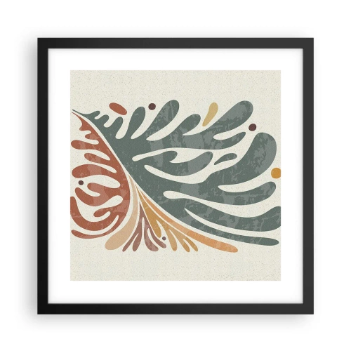 Affisch i svart ram - Flerfärgat blad - 40x40 cm