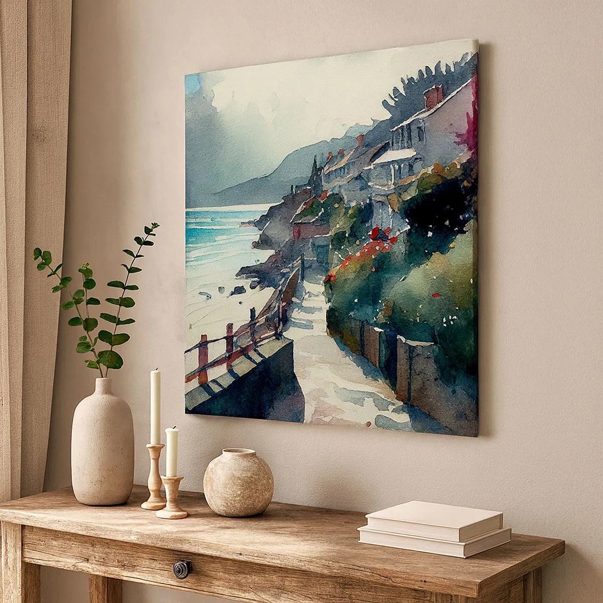 Canvastavla - Bild på duk - Medelhavsstad - 30x30 cm