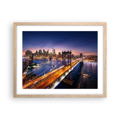 Affisch i ram av ljusek - Över ljusbron till stadens hjärta - 50x40 cm