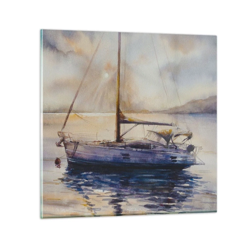 Glastavla - Bild på glas - Kväll i viken - 30x30 cm