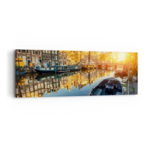 Canvastavla - Bild på duk - En morgon i Amsterdam - 90x30 cm